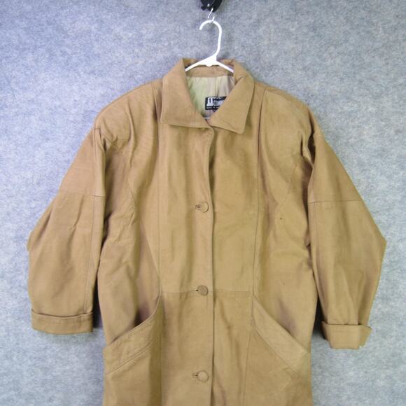 Icomint Leather Coat Womens Medium Brown Suede Button Front Made in Argentina - Picture 1 of 12